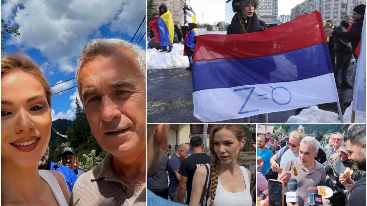 Purtatoarea steagului Rusiei la proteste cu Calin Georgescu